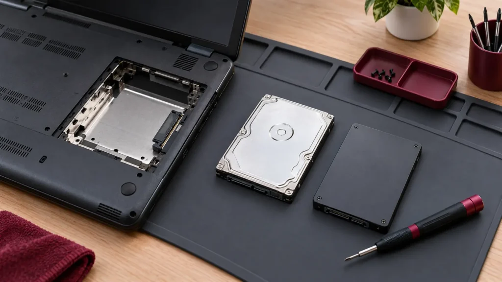 Replacing an old laptop hard drive with a compatible SSD